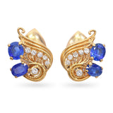 18K Yellow Gold 4.38tcw No Heat Sapphire and Diamond Clip Earrings