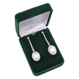 Vintage 18k Two Tone Gold Diamond and Pearl Drop Earrings
