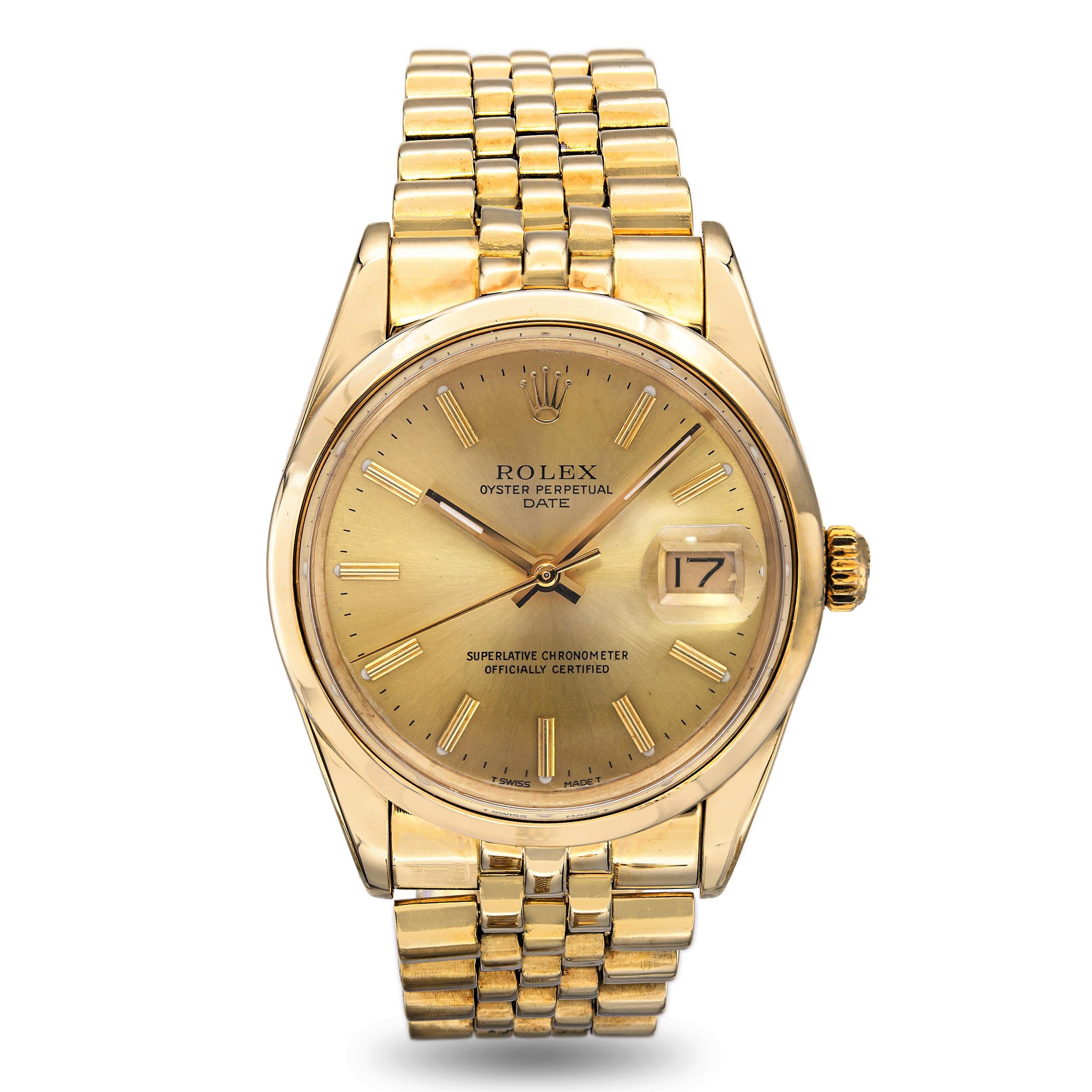 Vintage Rolex Date 14k Yellow Gold Men’s Watch Ref. 15007 Chevy Case Back
