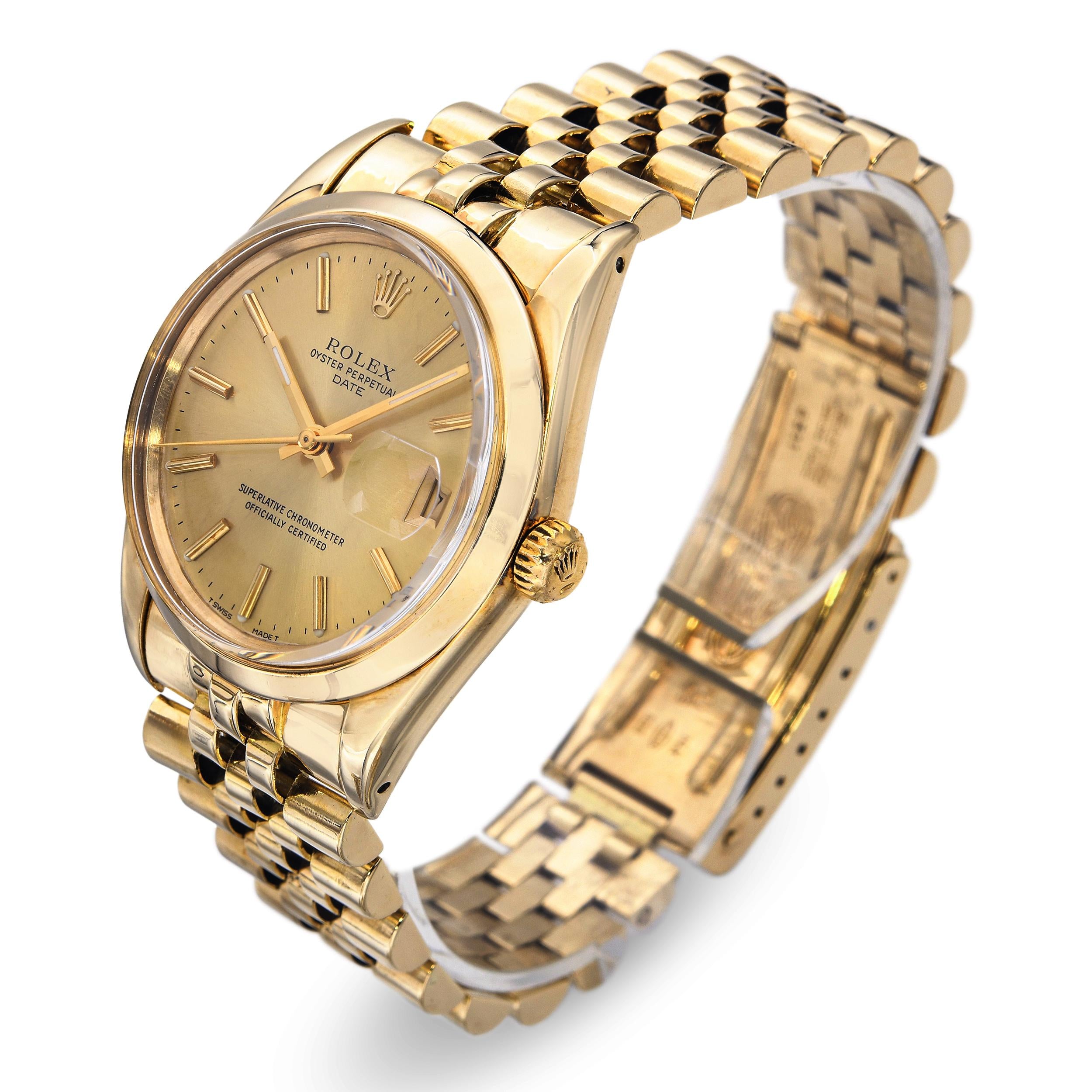 Vintage Rolex Date 14k Yellow Gold Men’s Watch Ref. 15007 Chevy Case Back