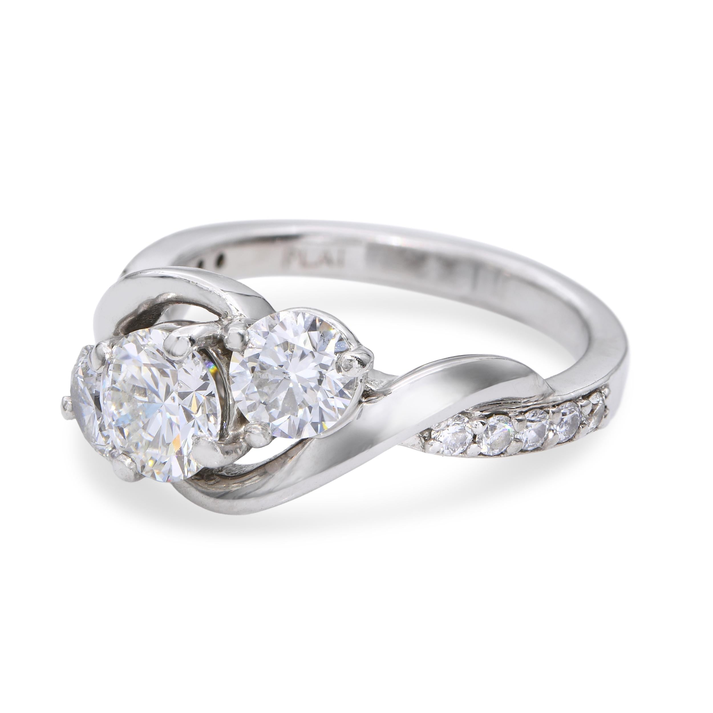Vintage GIA Platinum 2.20tcw G Si1 Diamond Three Stone Ring