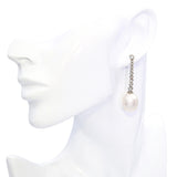 Vintage 18k Two Tone Gold Diamond and Pearl Drop Earrings