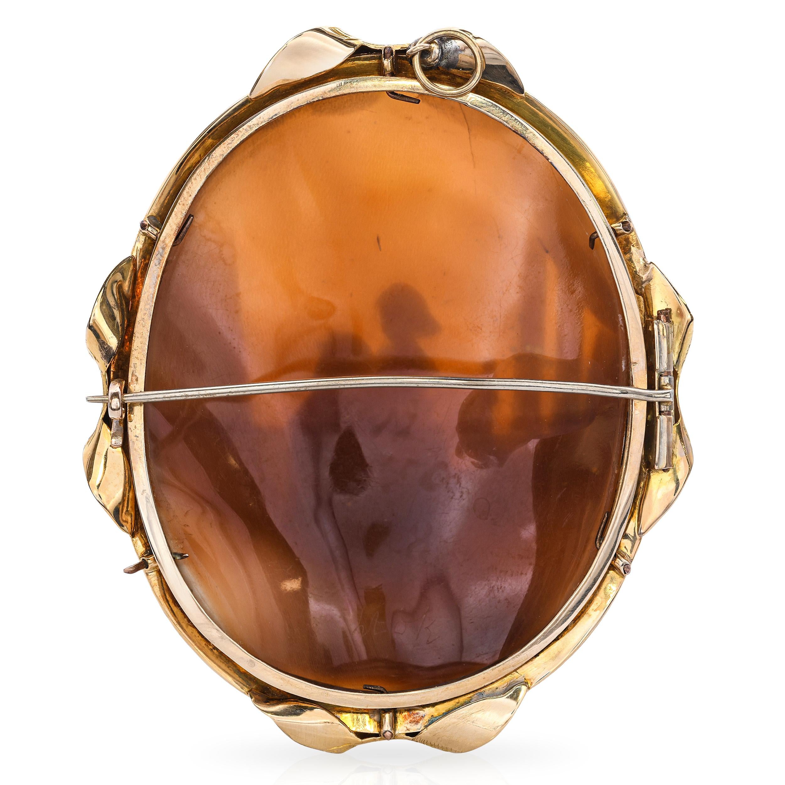 Antique 13k Yellow Gold Raphael Shell Cameo Brooch