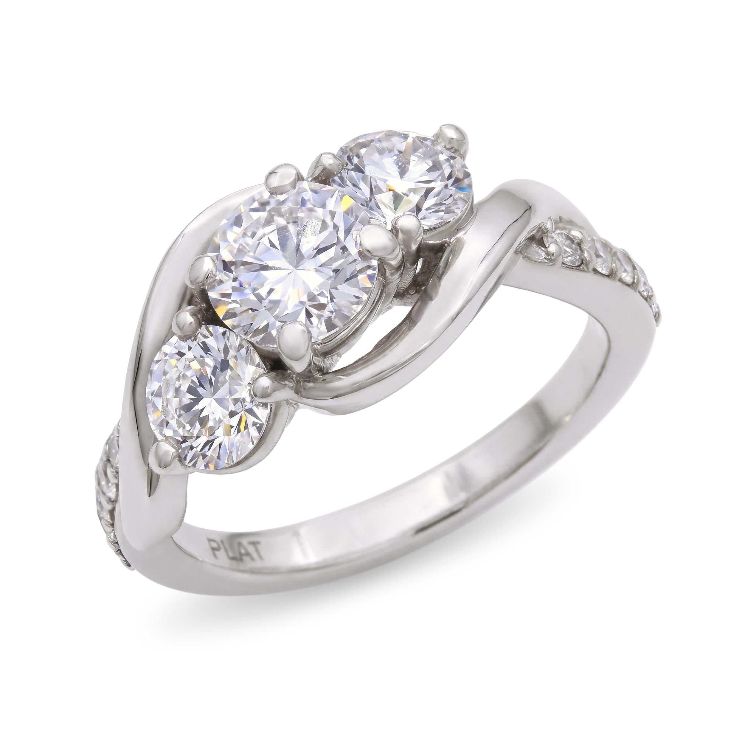 Vintage GIA Platinum 2.20tcw G Si1 Diamond Three Stone Ring