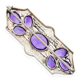 Antique Art Deco 14k White Gold Filigree Amethyst Brooch