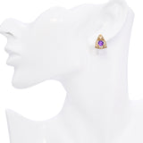 Vintage 14K Yellow Gold Amethyst Scrollwork Stud Earrings