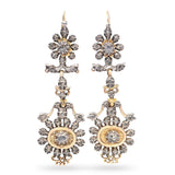 Antique Georgian Yellow Gold and Silver Rose Cut Diamond Earrings