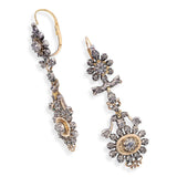 Antique Georgian Yellow Gold and Silver Rose Cut Diamond Earrings