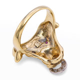 Vintage 14k Yellow Gold Bull With Ruby Eye and Diamond Ring