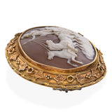 Antique 20k Yellow Gold Mars In Chariot Cameo Brooch