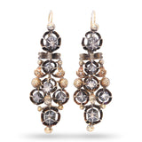 Antique Yellow Gold and Silver Georgian Rose Cut Diamond Earrings