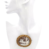 Antique 20k Yellow Gold Mars In Chariot Cameo Brooch