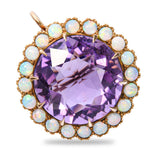 Victorian Yellow Gold 30.7ct Amethyst and Opal Pendant Brooch