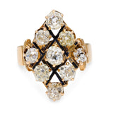 Antique 18K Yellow Gold 1.53tcw Old Mine Cut Diamond Cluster Ring