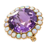 Victorian Yellow Gold 30.7ct Amethyst and Opal Pendant Brooch