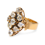 Antique 18K Yellow Gold 1.53tcw Old Mine Cut Diamond Cluster Ring