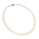 Vintage 14k Yellow Gold Ruby & Diamond Clasp Multi-Strand Pearl Necklace