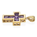 Faro 14k Yellow Gold 3.27tcw Amethyst Cross Pendant