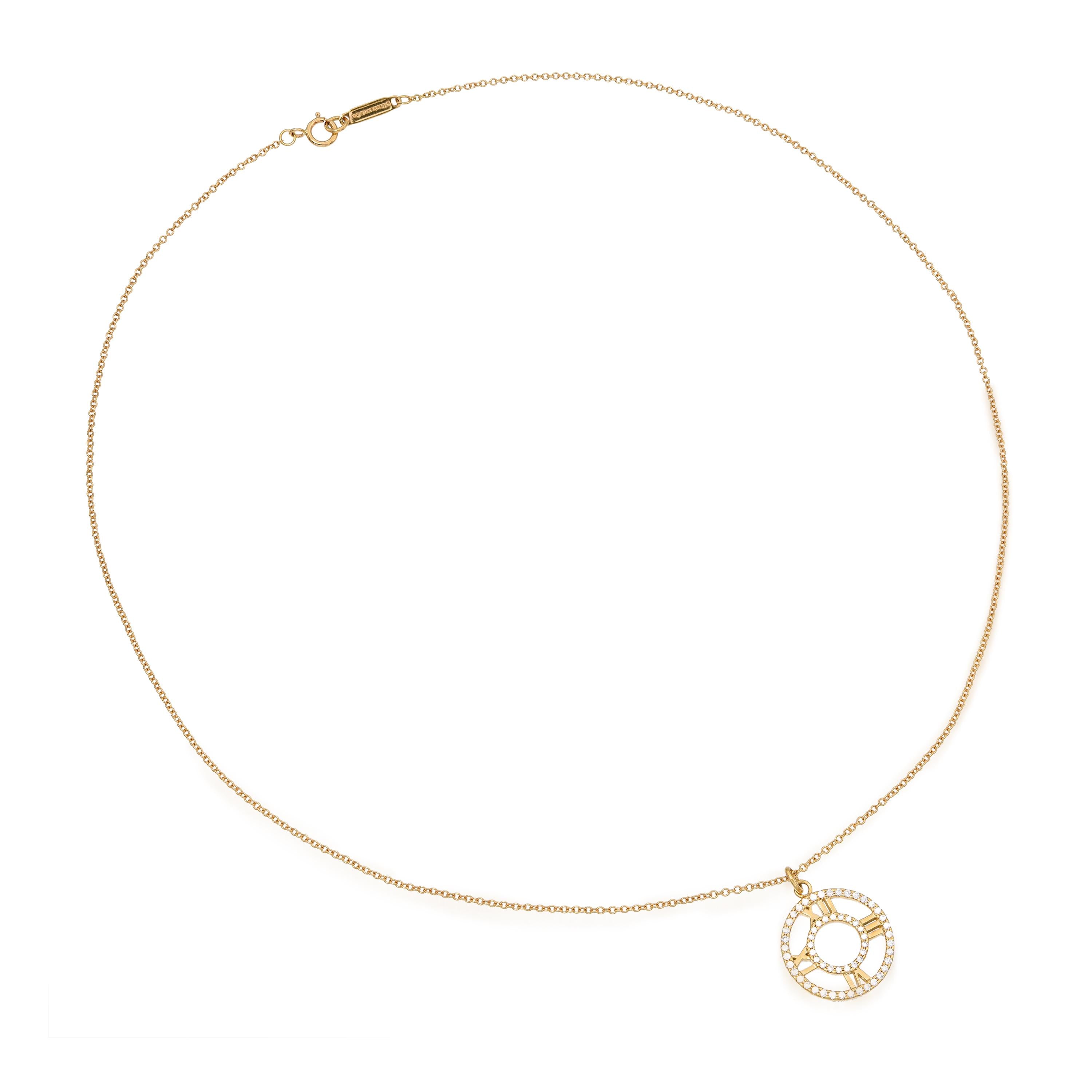 Tiffany & Co. Atlas Collection 18k Yellow Gold Diamond Medallion Necklace