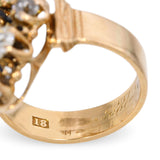 Antique 18K Yellow Gold 1.53tcw Old Mine Cut Diamond Cluster Ring