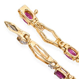 Vintage 14k Yellow Gold 2.25tcw Ruby and 0.1tcw Diamond Tennis Bracelet