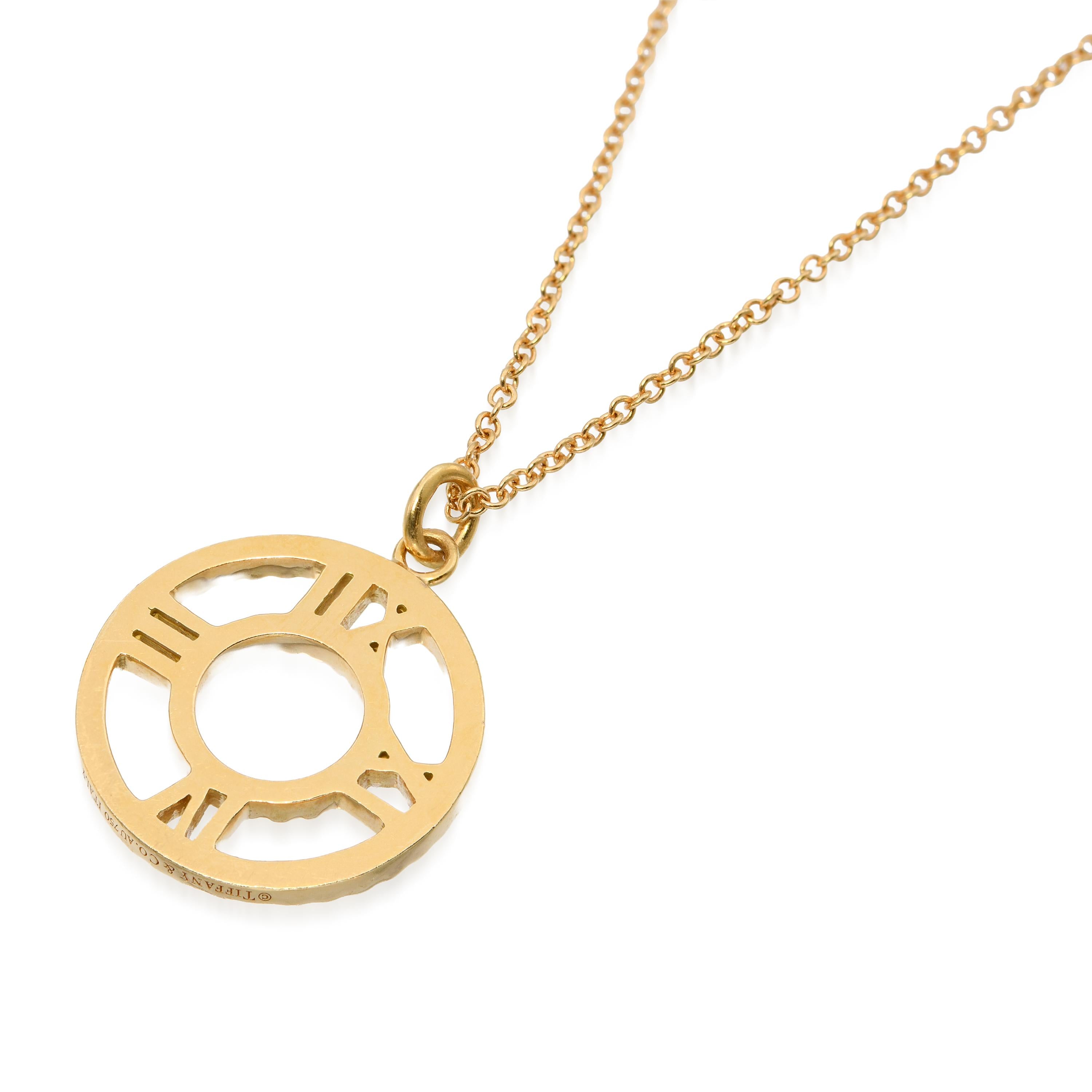 Tiffany & Co. Atlas Collection 18k Yellow Gold Diamond Medallion Necklace