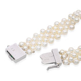 Art Deco Raymond Watch Co Platinum Diamond and Emerald Watch with Pearl Bracelet