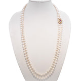 Vintage 14k Yellow Gold Ruby & Diamond Clasp Multi-Strand Pearl Necklace