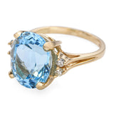 Vintage 14k Yellow Gold 7.0ct Topaz and Diamond Ring