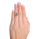 Antique 18K Yellow Gold 1.53tcw Old Mine Cut Diamond Cluster Ring