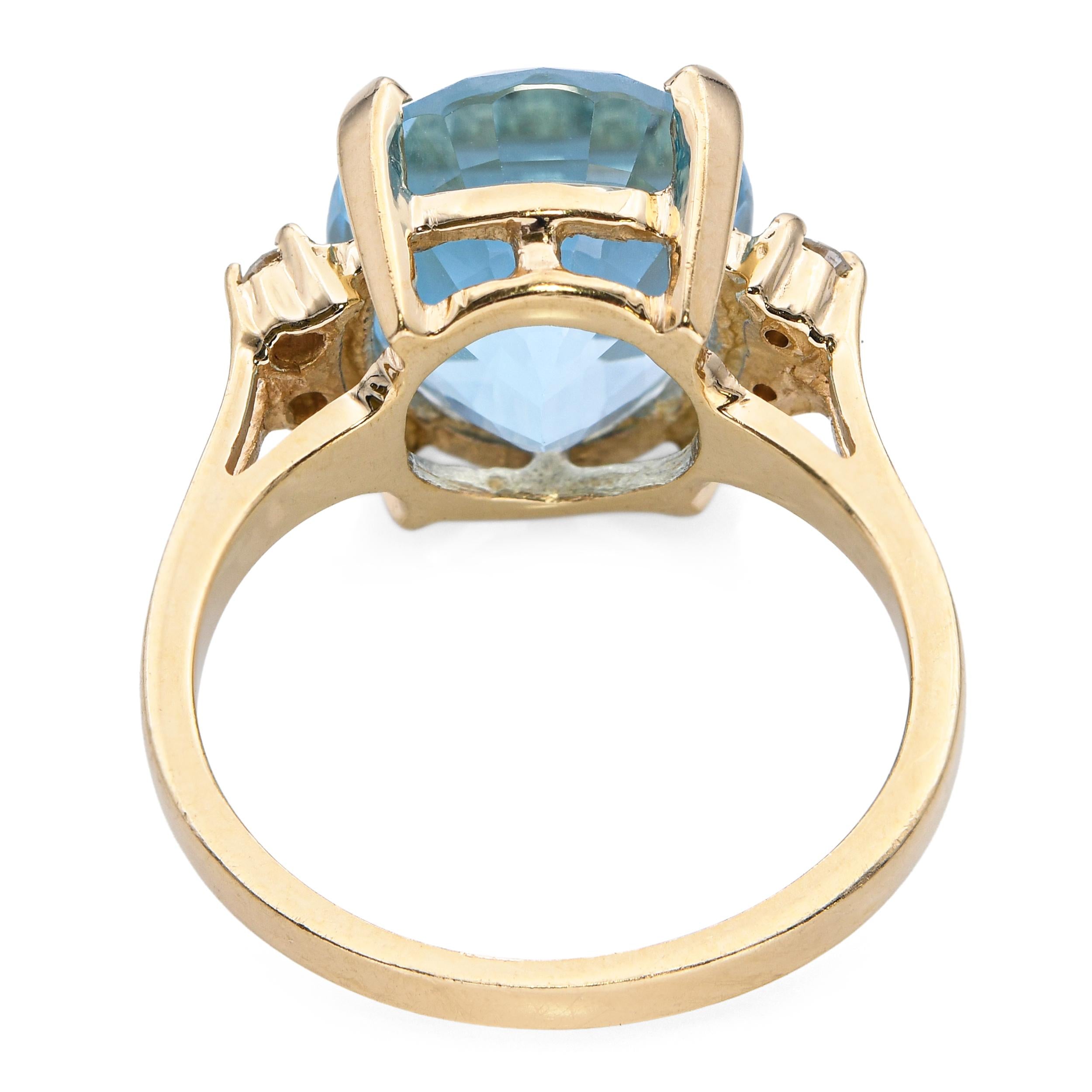 Vintage 14k Yellow Gold 7.0ct Topaz and Diamond Ring
