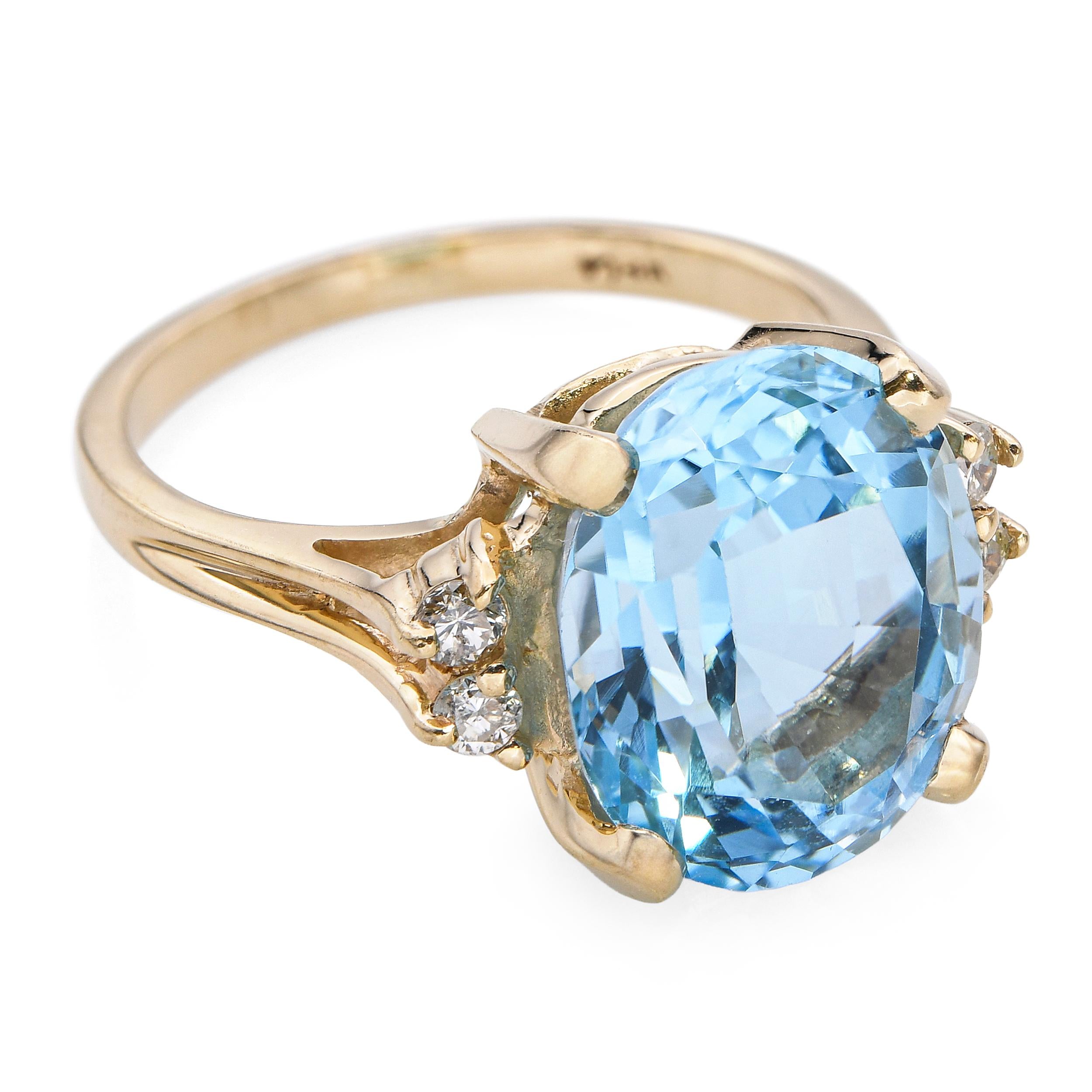 Vintage 14k Yellow Gold 7.0ct Topaz and Diamond Ring