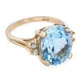 Vintage 14k Yellow Gold 7.0ct Topaz and Diamond Ring