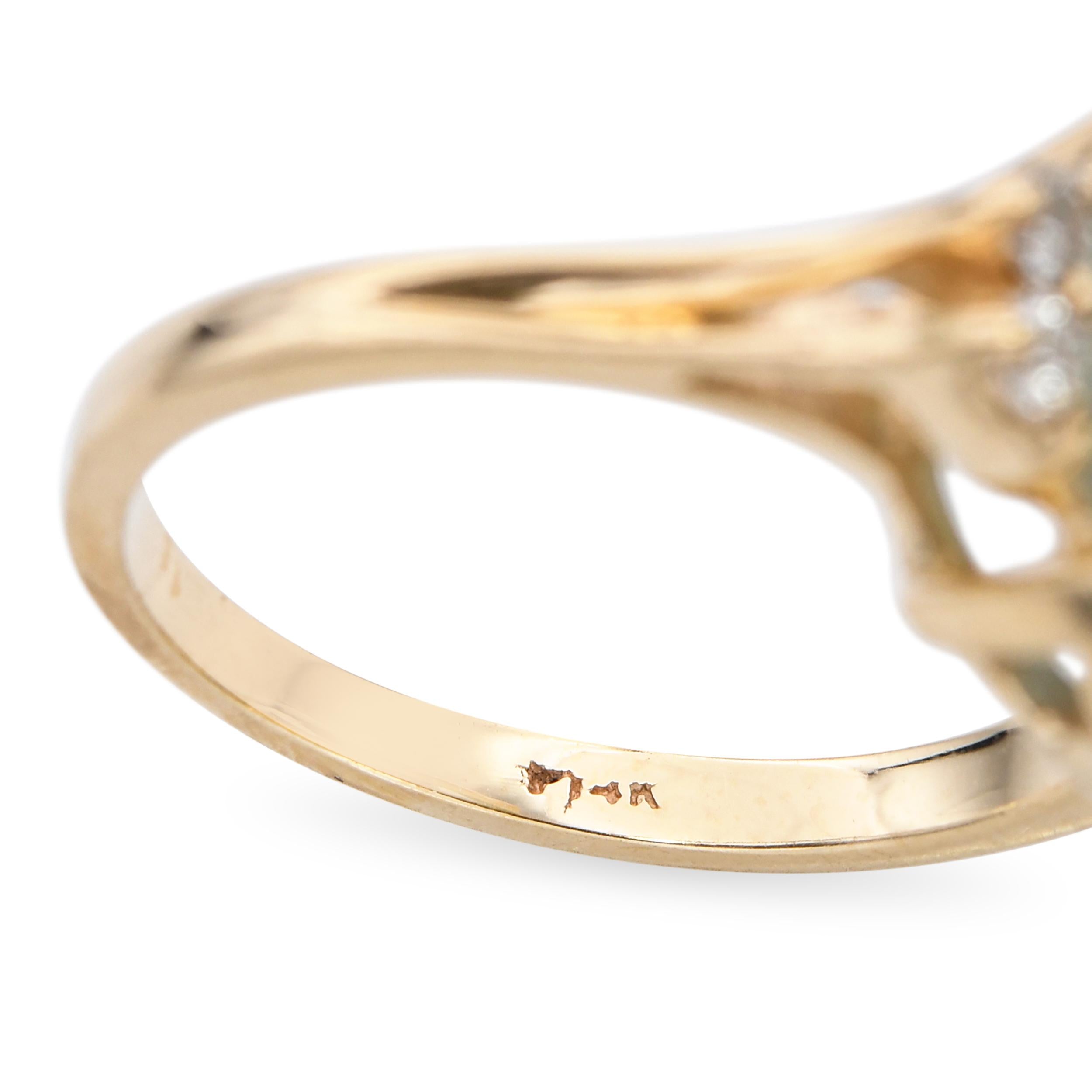 Vintage 14k Yellow Gold 7.0ct Topaz and Diamond Ring