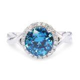 Rhapsody Platinum 2.20ct Blue Zircon and Diamond Halo Ring