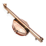 Antique 14k Yellow Gold Coral and Pearl Bar Brooch