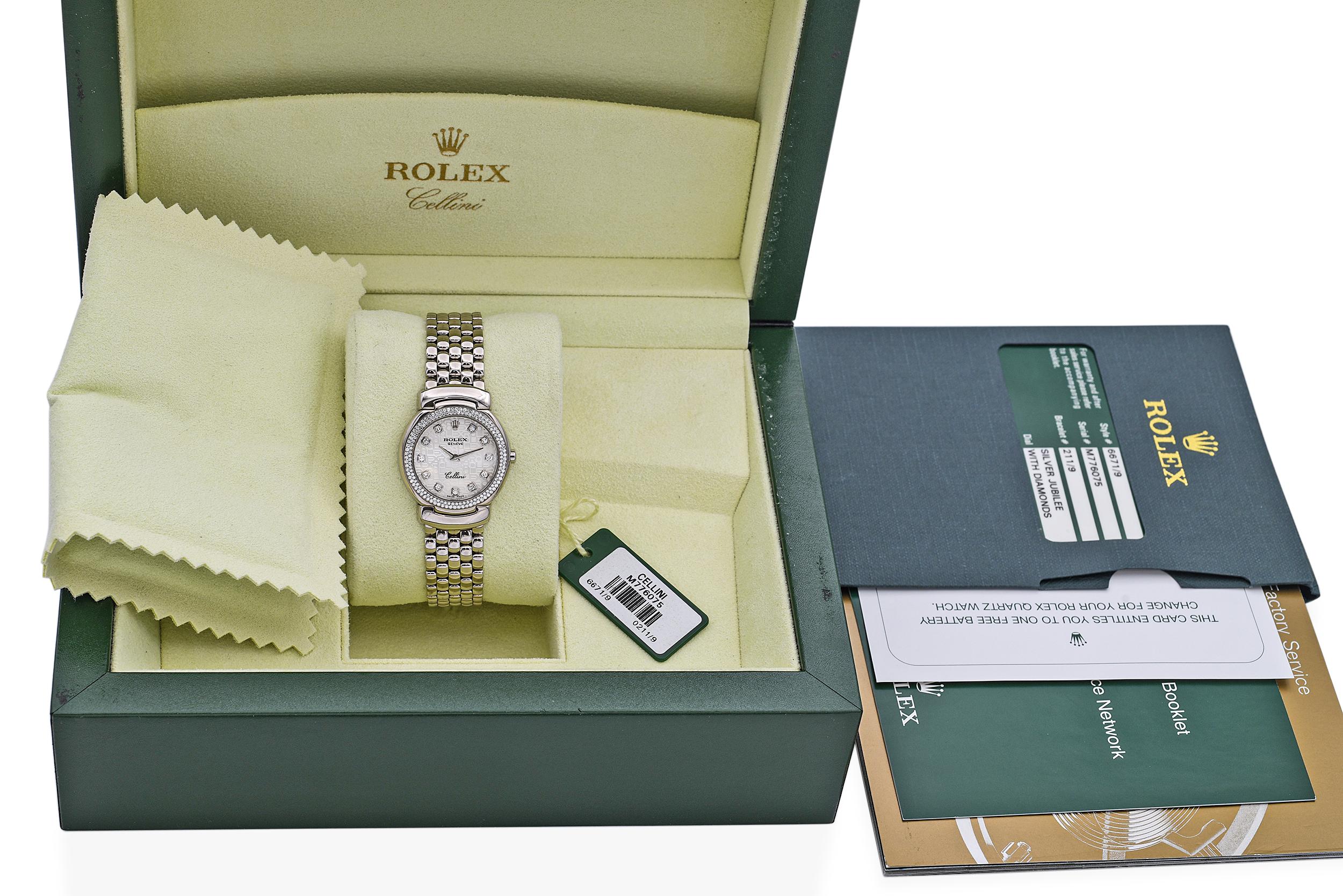 Rolex Cellini 18k White Gold Diamond Women's Watch Ref. 6671