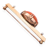 Antique 14k Yellow Gold Coral and Pearl Bar Brooch
