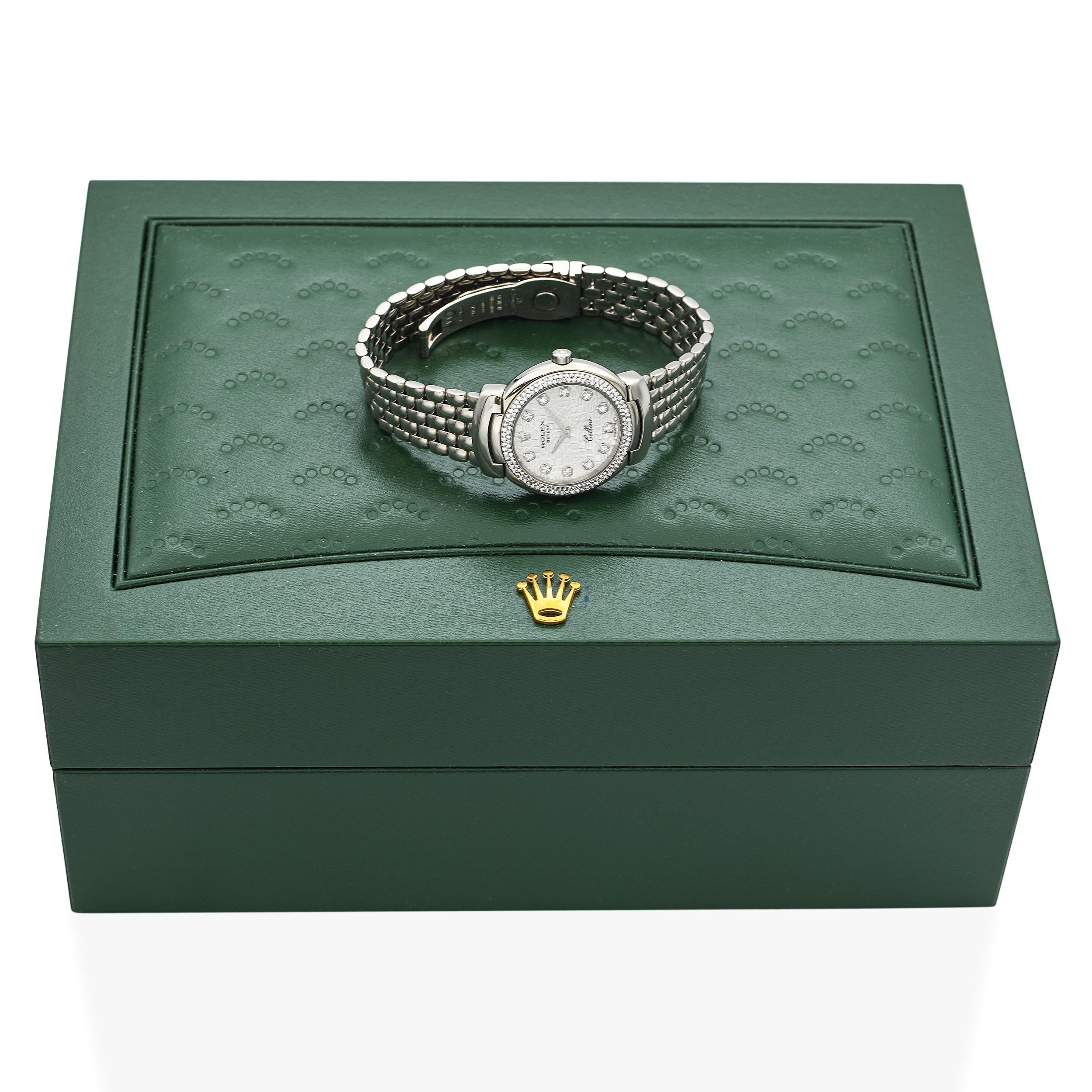 Rolex Cellini 18k White Gold Diamond Women's Watch Ref. 6671