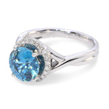 Rhapsody Platinum 2.20ct Blue Zircon and Diamond Halo Ring
