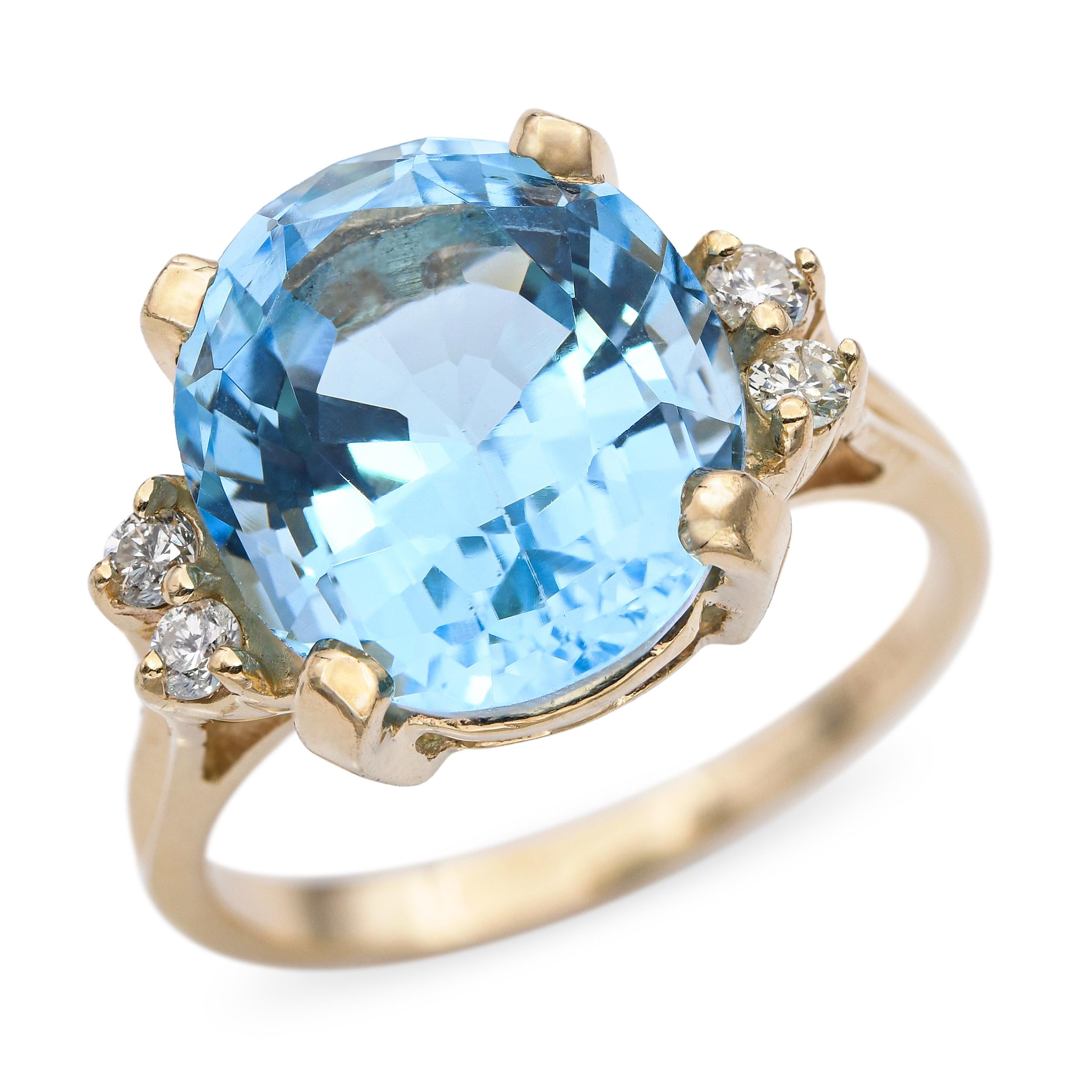 Vintage 14k Yellow Gold 7.0ct Topaz and Diamond Ring