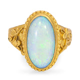 Antique 24k Yellow Gold 3.10ct Australian Opal Floral Ring