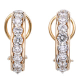 Vintage 14k Yellow Gold 3.40tcw Diamond Half-Hoop Earrings