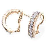 Vintage 14k Yellow Gold 3.40tcw Diamond Half-Hoop Earrings