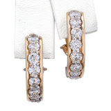 Vintage 14k Yellow Gold 3.40tcw Diamond Half-Hoop Earrings