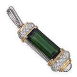 Platinum and 18k Yellow Gold Green Tourmaline and Diamond Pendant