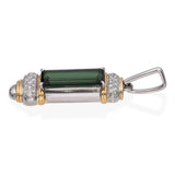 Platinum and 18k Yellow Gold Green Tourmaline and Diamond Pendant