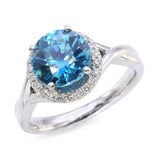 Rhapsody Platinum 2.20ct Blue Zircon and Diamond Halo Ring