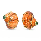 MAZ 18k Yellow Gold Turbo Shell and Tourmaline Embellished Snail Earrings