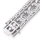 18k White Gold 5.57tcw Diamond Floral Panel Bracelet